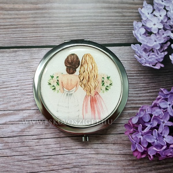 Női tanú és koszorúslány felkérő meghívó ékszer egyedi különleges ajándék esküvőre | Egyedi zsebtükör koszorúslány tanú felkérő lánybúcsú ajándék barátbőnek