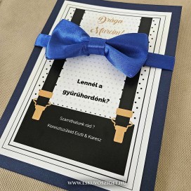 Fiú gyerek felkérő meghívó testvér ajándék egyedi különleges ajándék esküvőre | Alex gyermek felkérő ajándék csokornyakkendővel